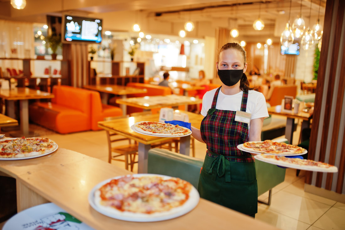 Serving Pizza with Mask